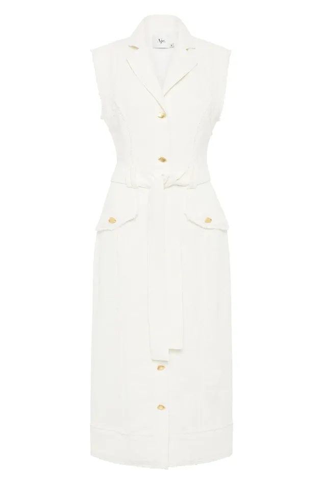 Aje Isabel Utility Midi Dress Ivory Women Dresses