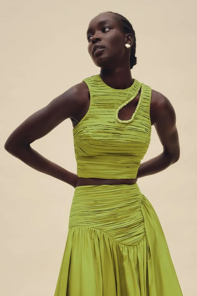 Aje Jolie Abstract Cut Out Top Verdant Green Women Tops
