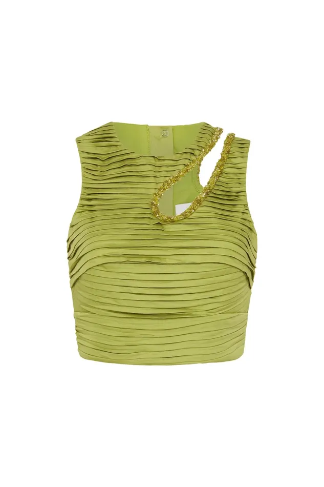 Aje Jolie Abstract Cut Out Top Verdant Green Women Tops