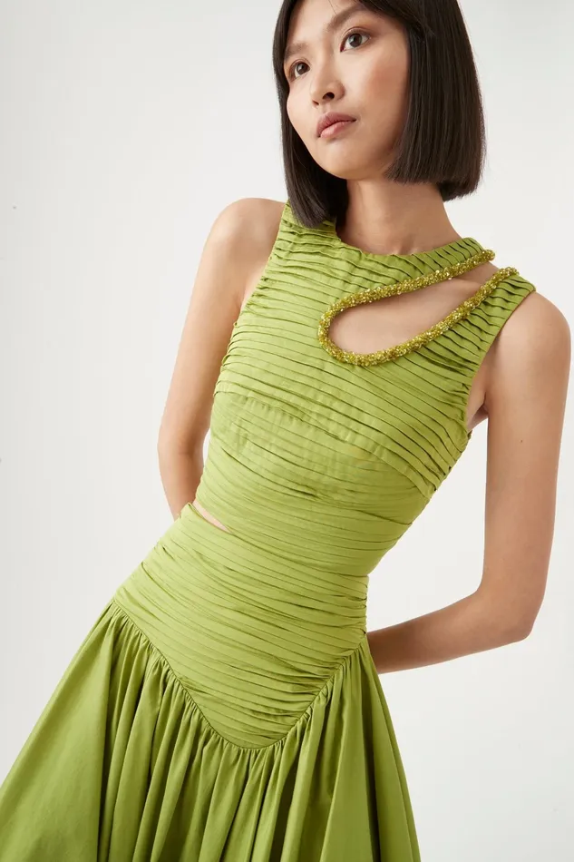 Aje Jolie Abstract Cut Out Top Verdant Green Women Tops