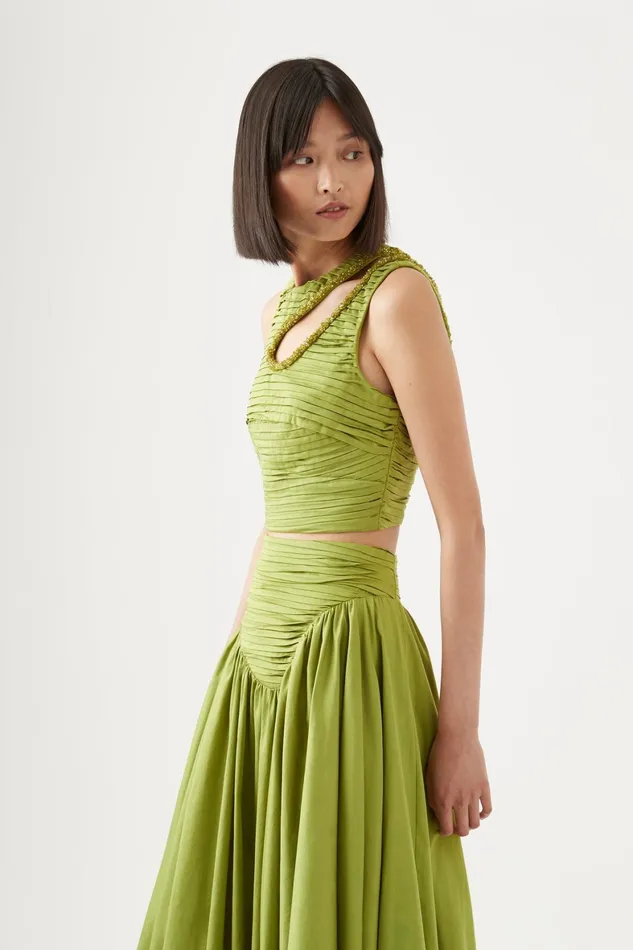 Aje Jolie Abstract Cut Out Top Verdant Green Women Tops