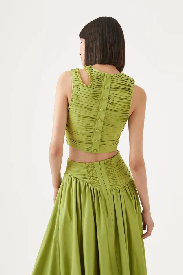 Aje Jolie Abstract Cut Out Top Verdant Green Women Tops