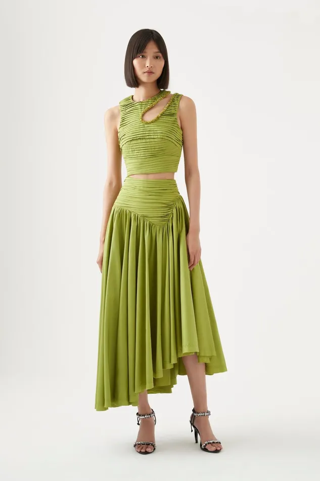 Aje Jolie Abstract Cut Out Top Verdant Green Women Tops