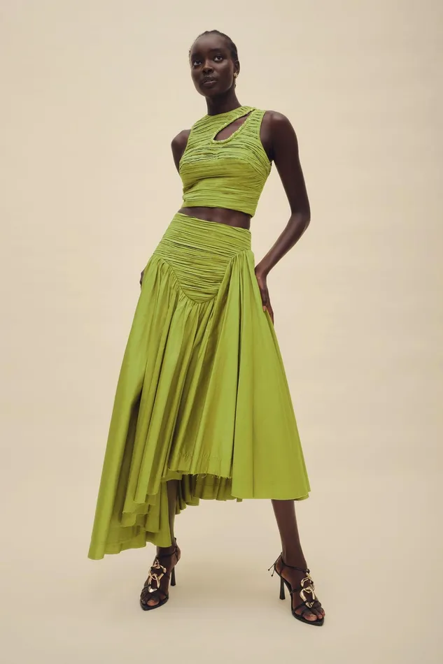 Aje Jolie Abstract Cut Out Top Verdant Green Women Tops