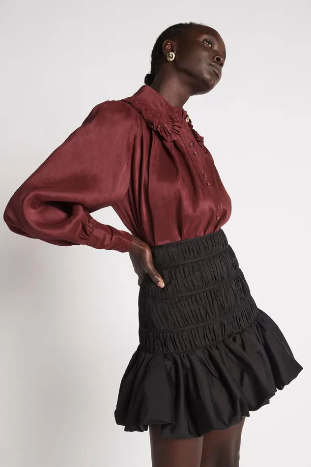 Aje La Vie Bubble Mini Skirt Black Women Skirts