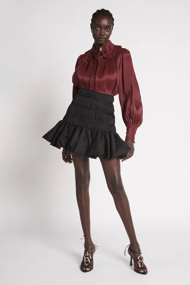 Aje La Vie Bubble Mini Skirt Black Women Skirts