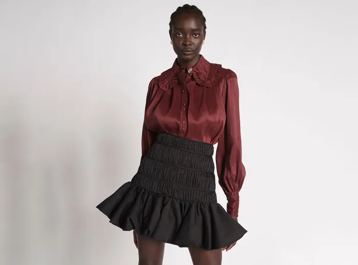 Aje La Vie Bubble Mini Skirt Black Women Skirts
