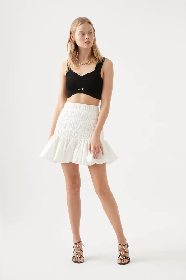 Aje La Vie Bubble Mini Skirt Ivory Women Skirts