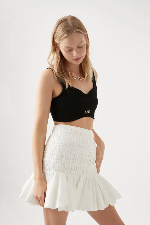 Aje La Vie Bubble Mini Skirt Ivory Women Skirts