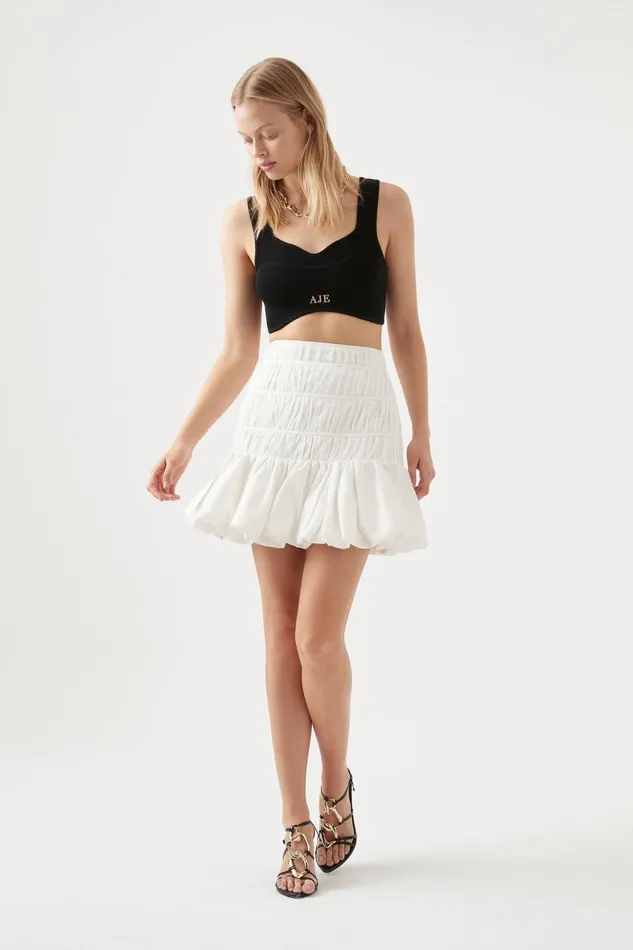 Aje La Vie Bubble Mini Skirt Ivory Women Skirts