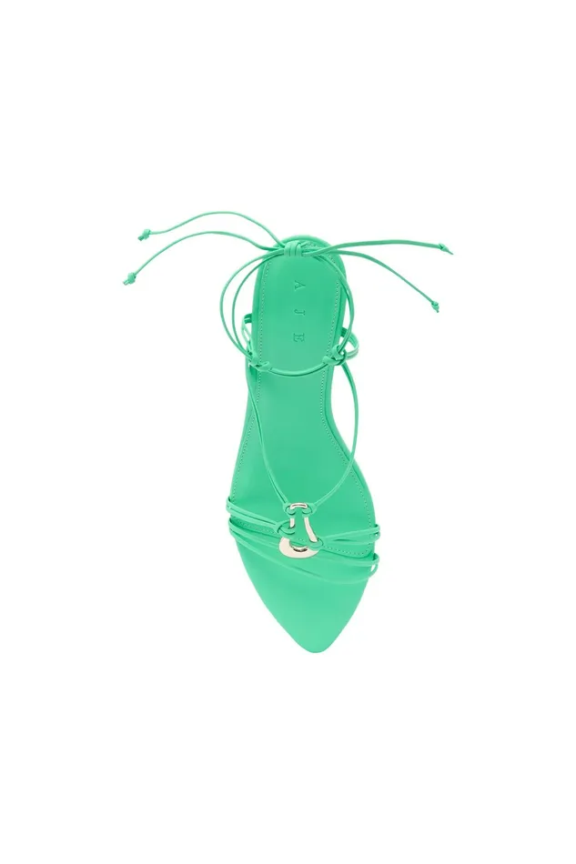 Aje Leda Sculptural Mid Heel Marine Green Women Shoes