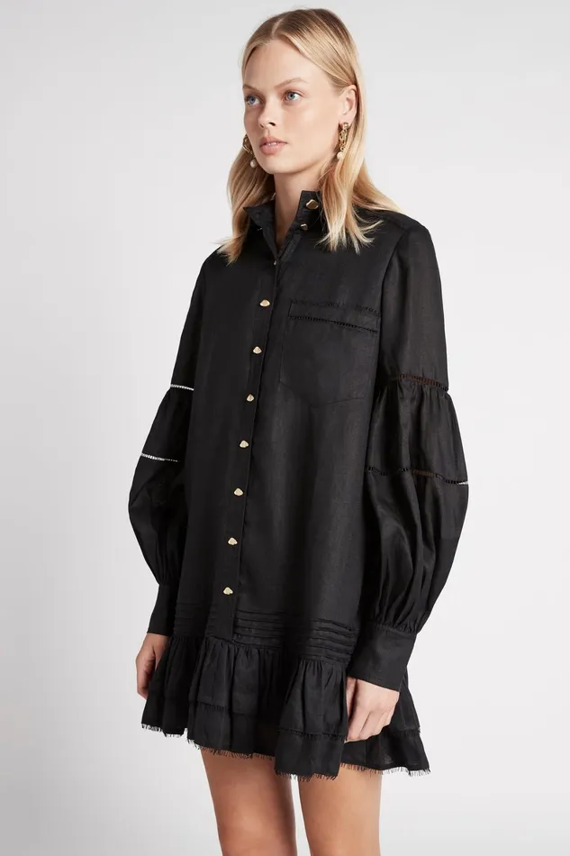 Aje Lotus Shirt Dress Black Women Dresses