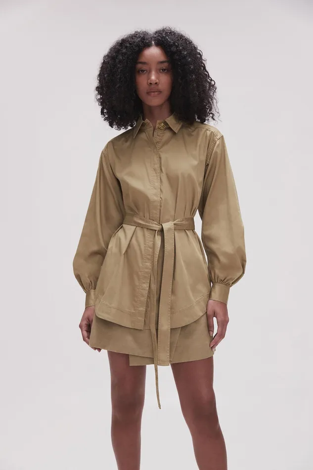 Aje Louise Belted Shirt Desert Khaki Women Tops