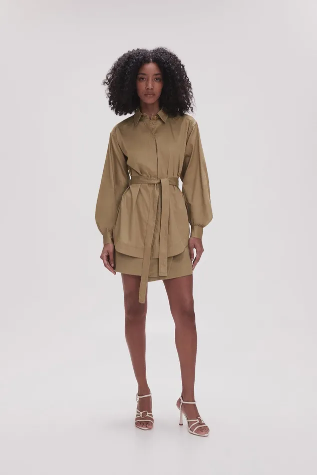 Aje Louise Belted Shirt Desert Khaki Women Tops