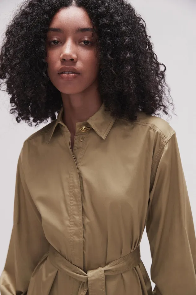 Aje Louise Belted Shirt Desert Khaki Women Tops
