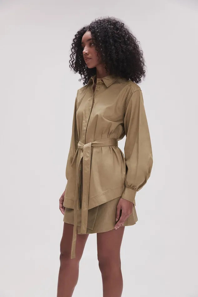 Aje Louise Belted Shirt Desert Khaki Women Tops