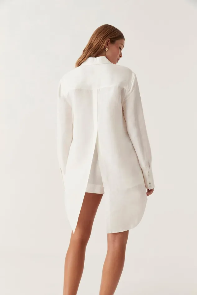 Aje Maggie Logo Split Shirt Ivory Women Tops