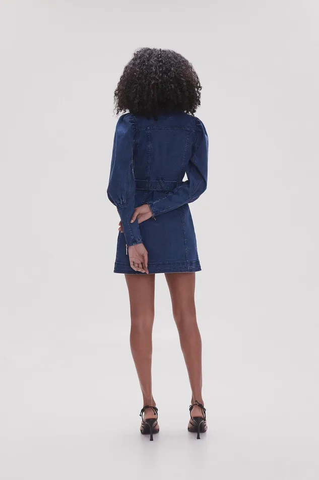 Aje May Denim Long Sleeve Dress Dark Indigo Women Denim