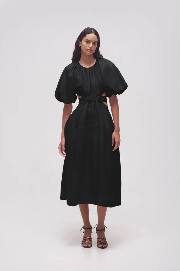 Aje Mimosa Cut Out Midi Dress Black Women Dresses