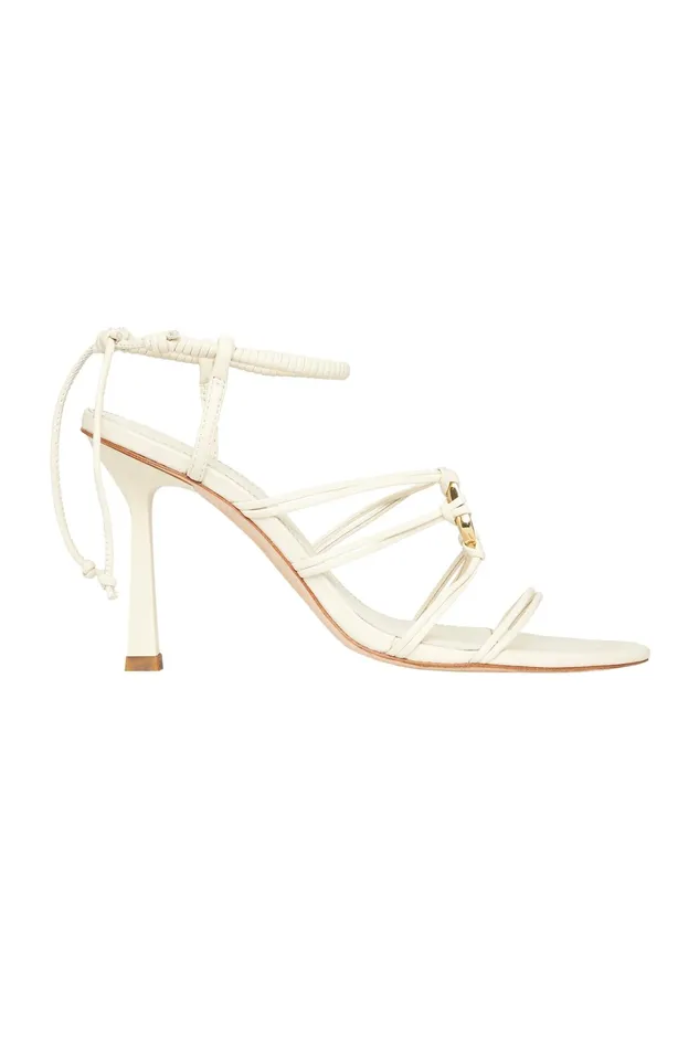 Aje Mirage Leather Strappy Heel Ivory Women Shoes