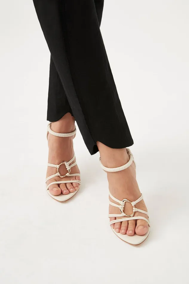 Aje Mirage Leather Strappy Heel Ivory Women Shoes
