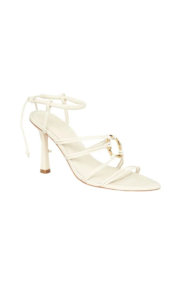 Aje Mirage Leather Strappy Heel Ivory Women Shoes