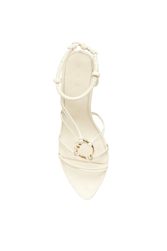 Aje Mirage Leather Strappy Heel Ivory Women Shoes