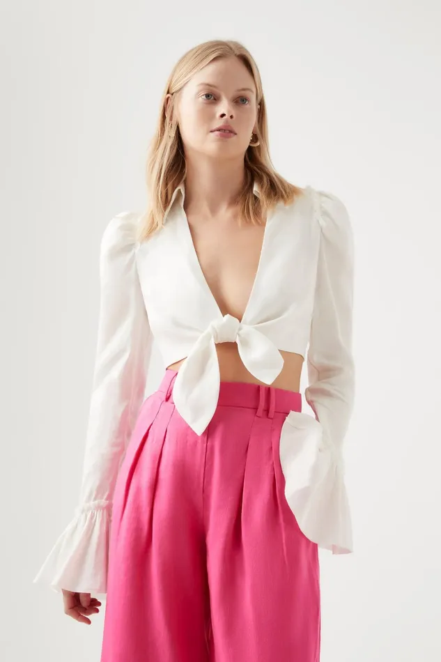 Aje Nicole Twist Top Ivory Women Tops