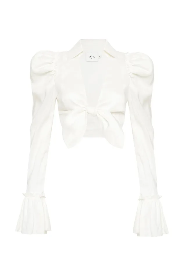 Aje Nicole Twist Top Ivory Women Tops