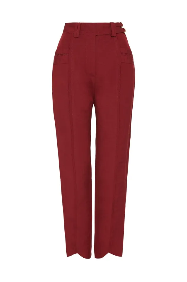 Aje Nova Stepped Hem Pant Burgundy Women Pants