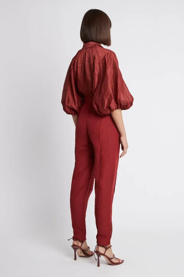 Aje Nova Stepped Hem Pant Burgundy Women Pants