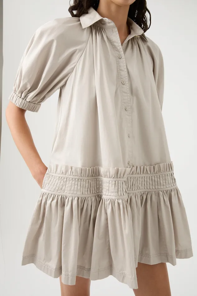 Aje Novella Mini Smock Dress Sandstone Beige Women Dresses