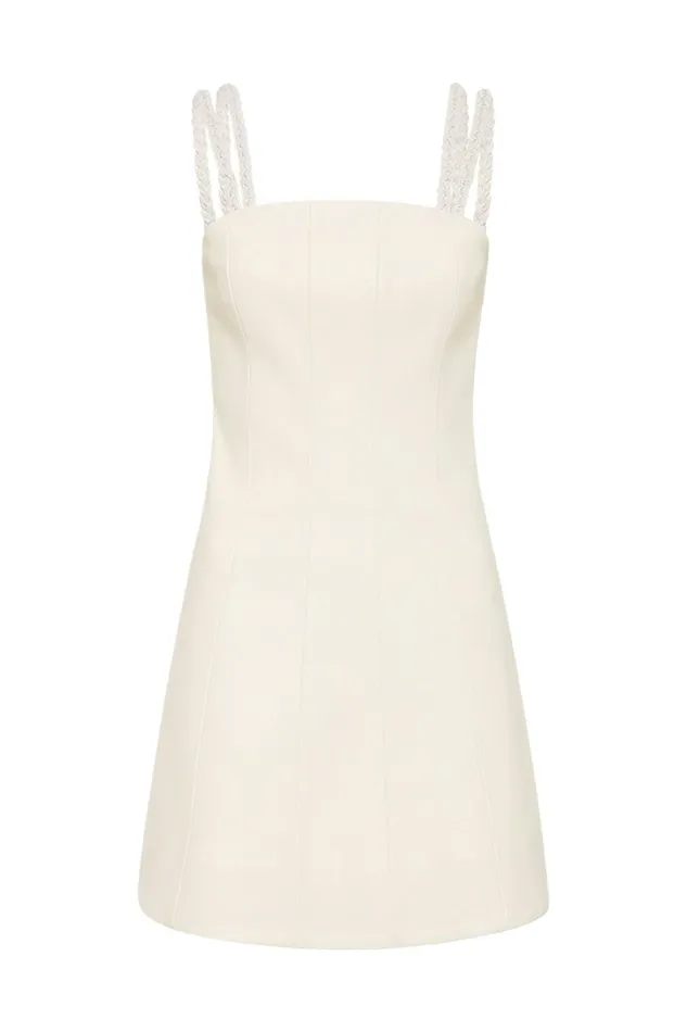 Aje Osa Braided Mini Dress Ivory Women Dresses