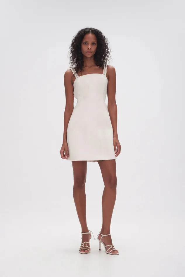 Aje Osa Braided Mini Dress Ivory Women Dresses