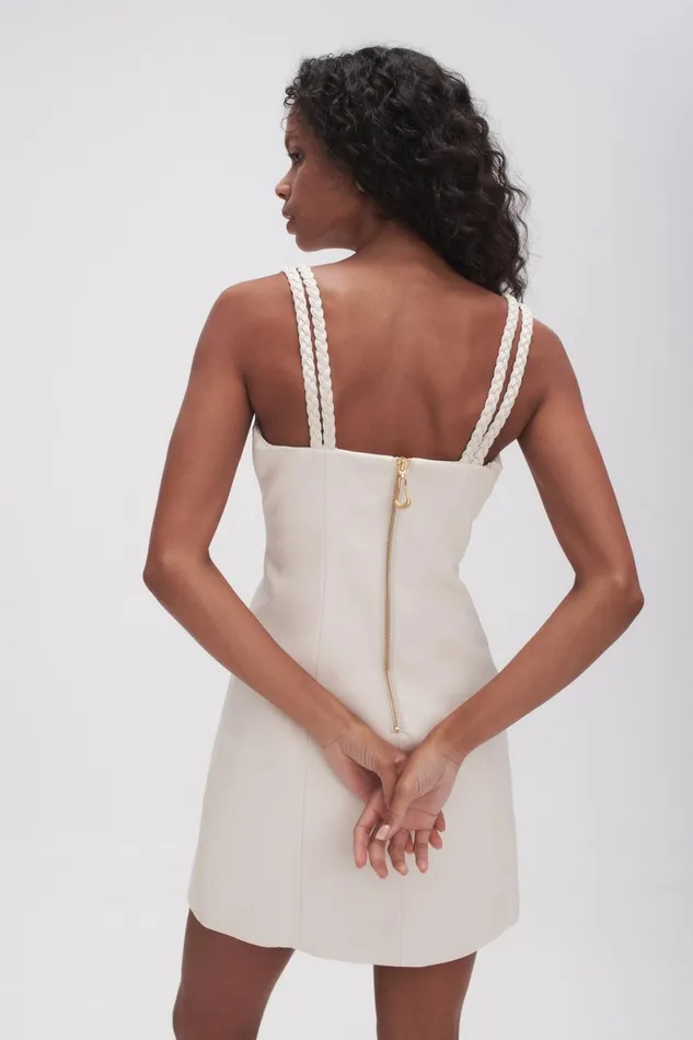 Aje Osa Braided Mini Dress Ivory Women Dresses