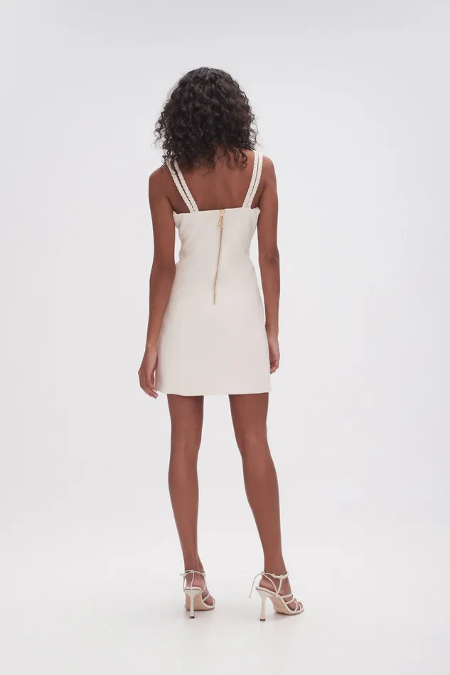 Aje Osa Braided Mini Dress Ivory Women Dresses
