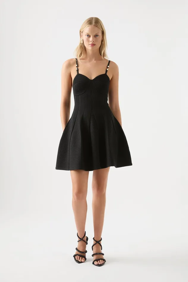 Aje Phaedra Ottoman Bustier Dress Black Women Dresses