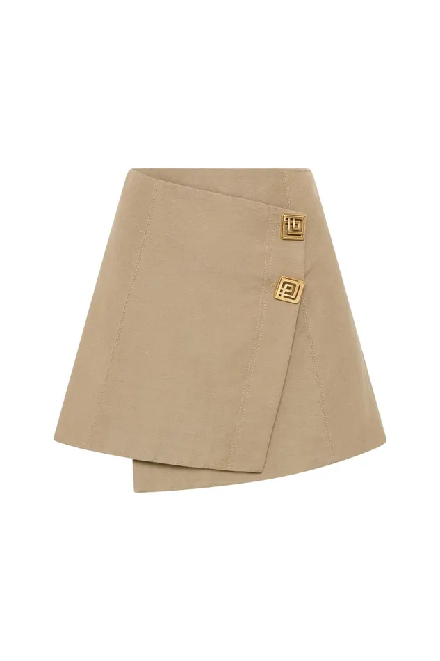 Aje Realm Wrap Front Mini Skirt Desert Khaki Women Skirts