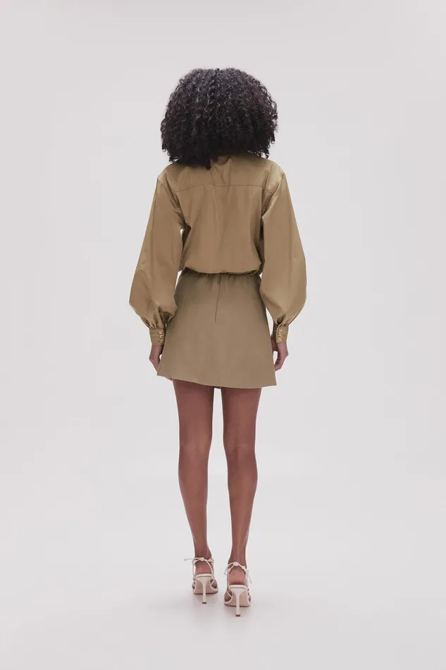 Aje Realm Wrap Front Mini Skirt Desert Khaki Women Skirts