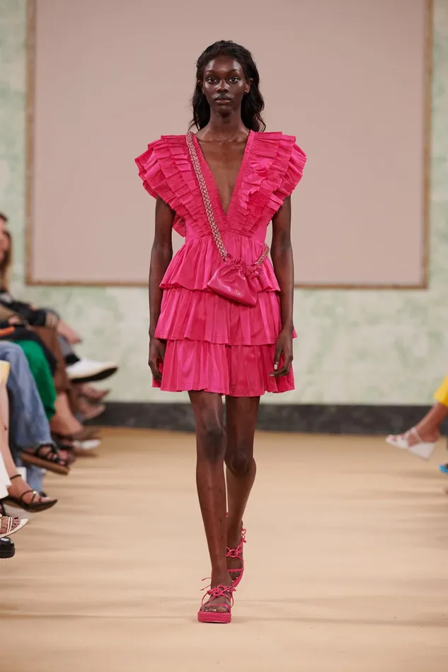 Aje Rhythmic Frilled Mini Dress Fuchsia Women Dresses