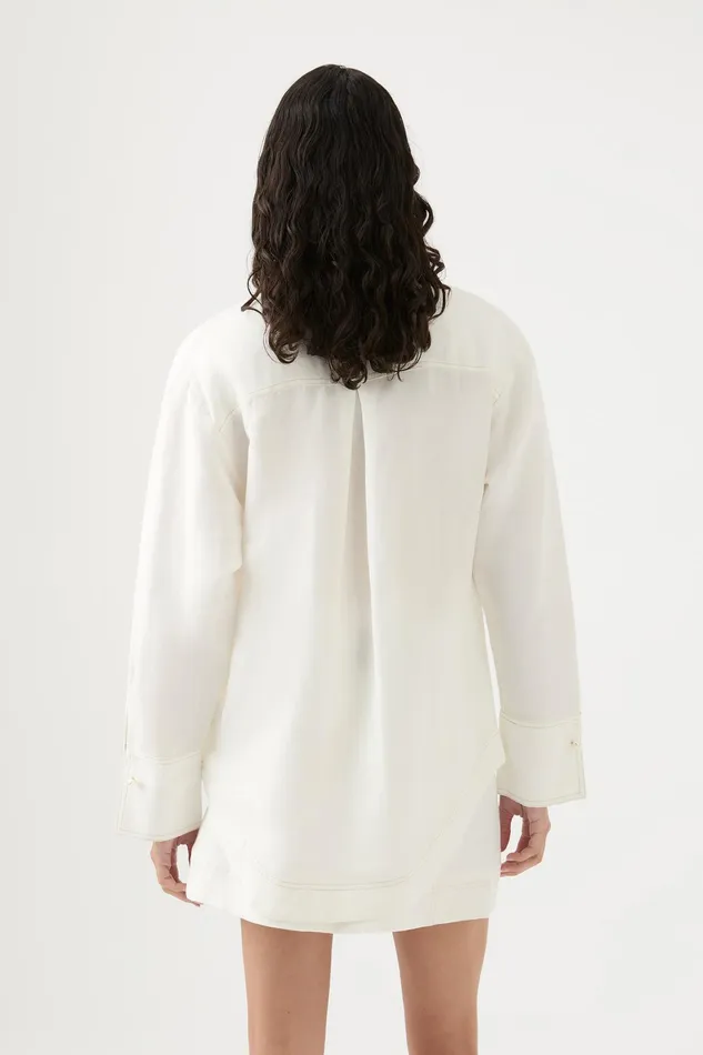 Aje Satori Pearl Pin Shirt Ivory Women Tops