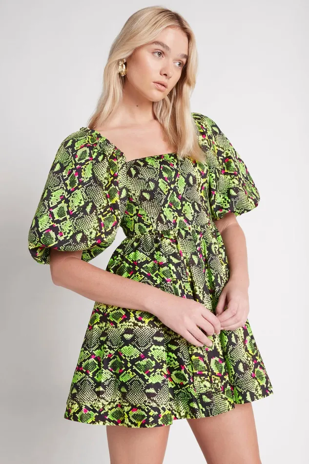 Aje Serpentine Corset Mini Dress Snake Effect Women Dresses