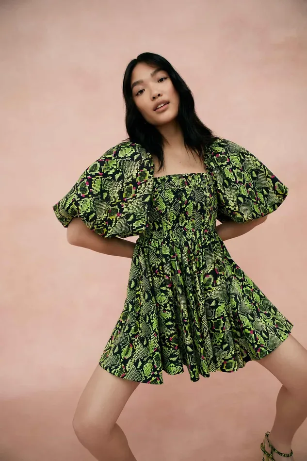 Aje Serpentine Corset Mini Dress Snake Effect Women Dresses