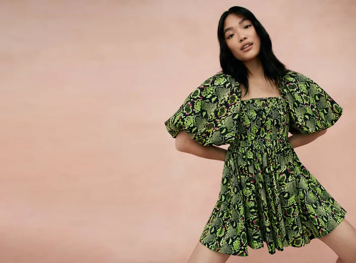 Aje Serpentine Corset Mini Dress Snake Effect Women Dresses