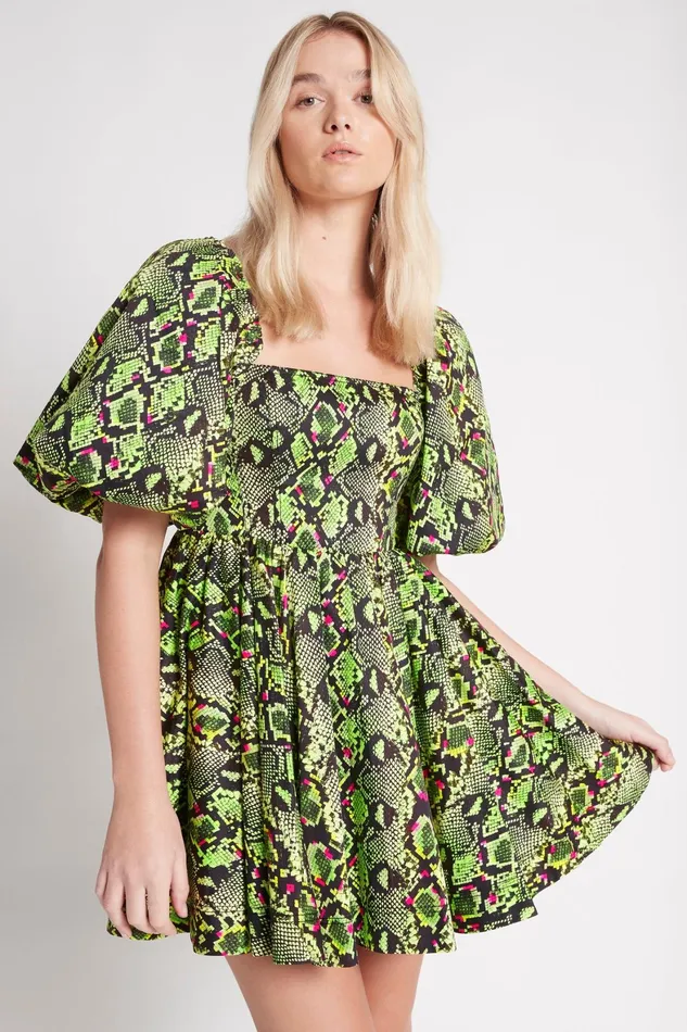 Aje Serpentine Corset Mini Dress Snake Effect Women Dresses