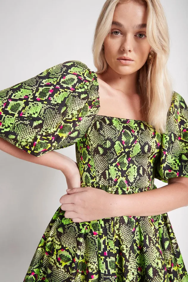 Aje Serpentine Corset Mini Dress Snake Effect Women Dresses