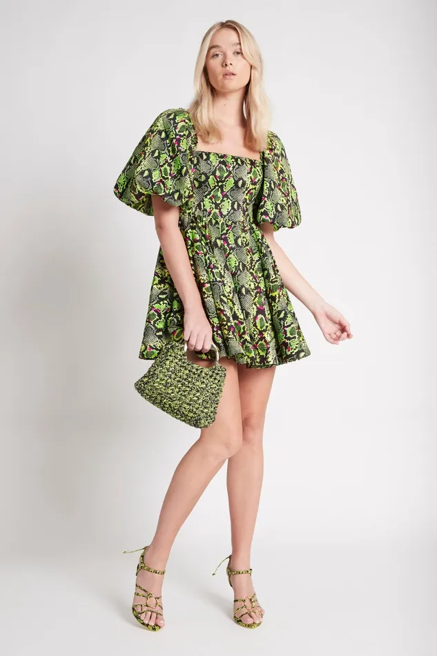 Aje Serpentine Corset Mini Dress Snake Effect Women Dresses
