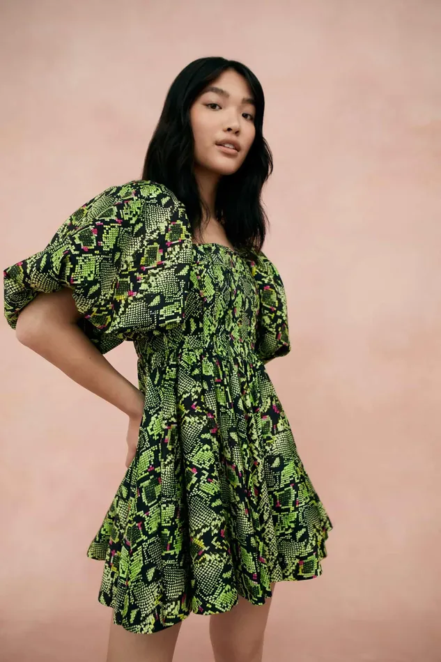 Aje Serpentine Corset Mini Dress Snake Effect Women Dresses