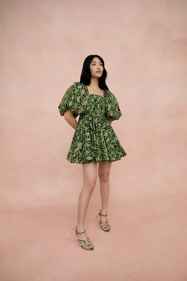 Aje Serpentine Corset Mini Dress Snake Effect Women Dresses
