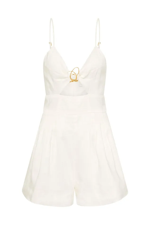 Aje Simone Ring Cut Out Playsuit Ivory Women Playsuits and Jumpsuits